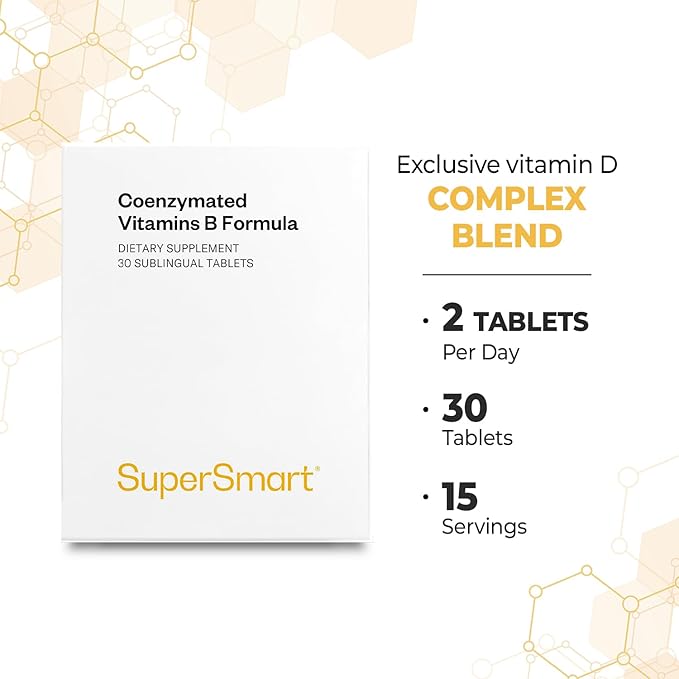 Supersmart - Coenzymated B Formula - Contains All the B Group Vitamins - Five Times More Active | Non-GMO &amp Gluten Free - 30 Tablets