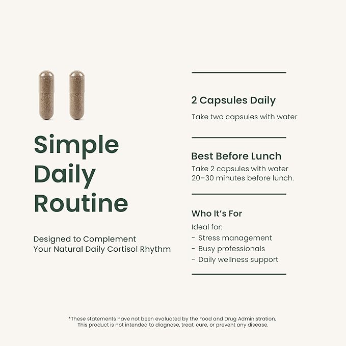 Cortisol Balance Supplement – Supports Stress Focus &amp Daily Energy – with Ashwagandha Rhodiola Rosea L-Theanine Magnesium Zinc &amp B6 – Adaptogen Formula – Vegan Capsules