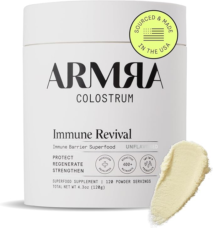 ARMRA Colostrum Powder | Unflavored | Gut Health &amp Bloating | Skin &amp Hair | Immunity | Keto Gluten &amp Fat-Free | 120 Servings