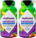 Vitafusion 3 mg Melatonin Gummy Supplement Awake Refreshed Sleep Support &amp Jet Lag Aid Sugar-Free Dietary Supplement Natural White Tea &amp Peach Flavors 140 Count (Pack of 2)