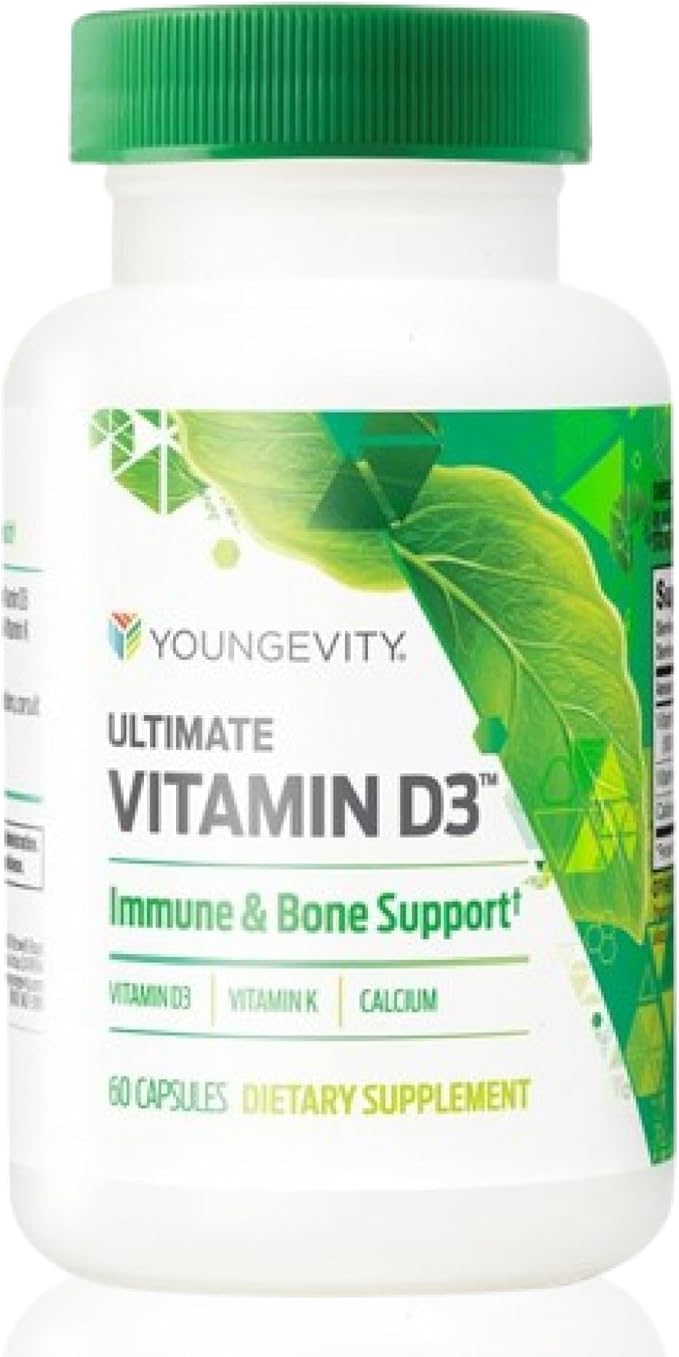 Youngevity Ultimate Vitamin D3 5000 IU with K2 – High-Potency Vitamin D3 Vitamin K2 and Calcium Supplement for Immune Support Bone Density and Heart Health – 60 Capsules