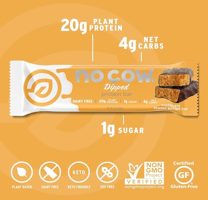 No Cow Vegan Protein Bars Upgraded Brand Sampler Pack | 20g Plant Based Protein Gluten Free Dairy Free Soy Free Keto Friendly Low Sugar High Fiber Snack Bars | Pack of 12