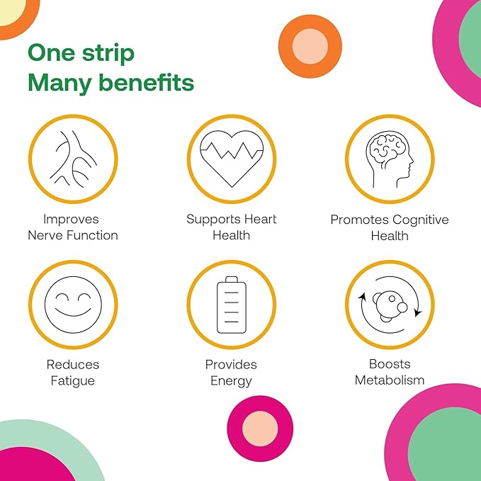 DISO - Vitamin B12 - Fast-Dissolving Oral Strips for Tiredness and Fatigue Orange Mint Flavor Vegan Sugar Free Maximum Absorption Gluten Free Individually Wrapped 30 Dissolvable Strips