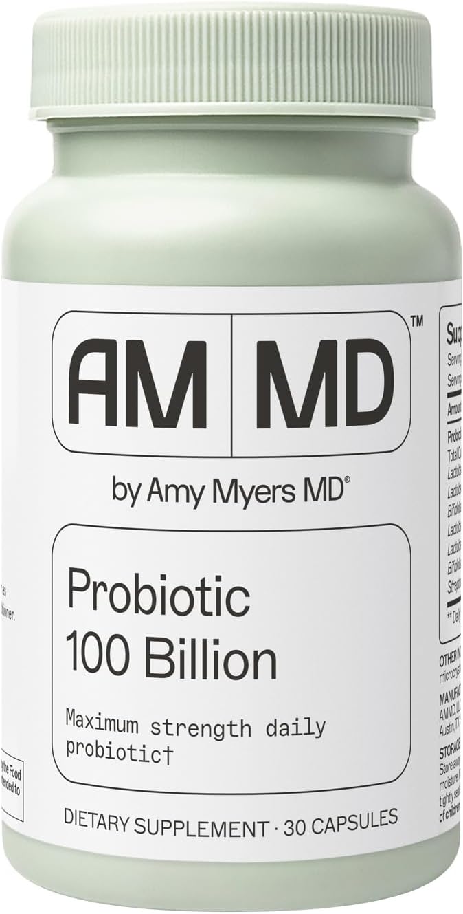 Amy Myers MD Probiotic Capsules 100 Billion - Maximum Strength Daily Probiotic - Gastrointestinal Health Supplement - Digestion &amp Immune Support