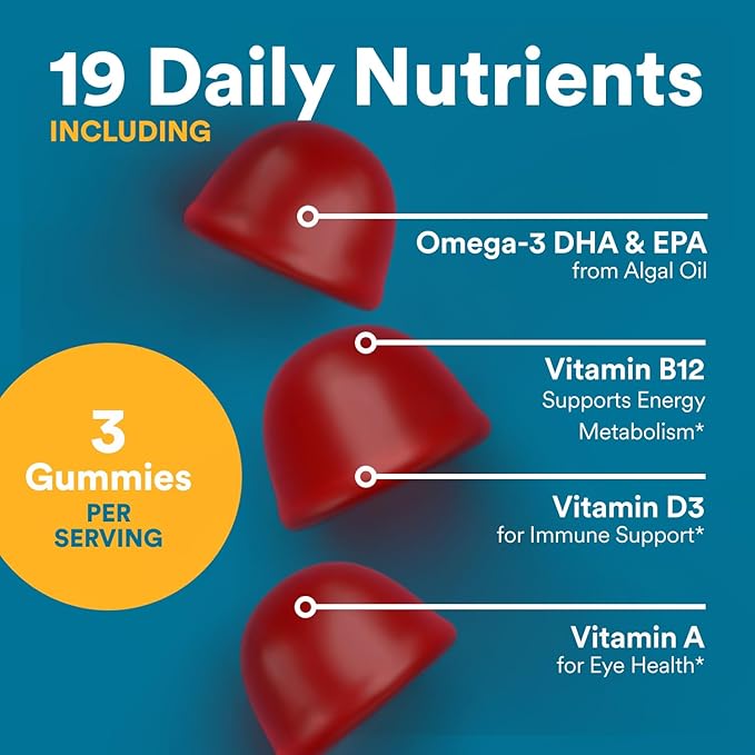 SmartyPants Men's Multivitamin Gummies Omega 3 (DHA/EPA) Methylfolate Vitamin D3 C Vitamin B12 B6 Vitamin A K Zinc &amp Selenium Gluten Free 90 Count (30 Day Supply)