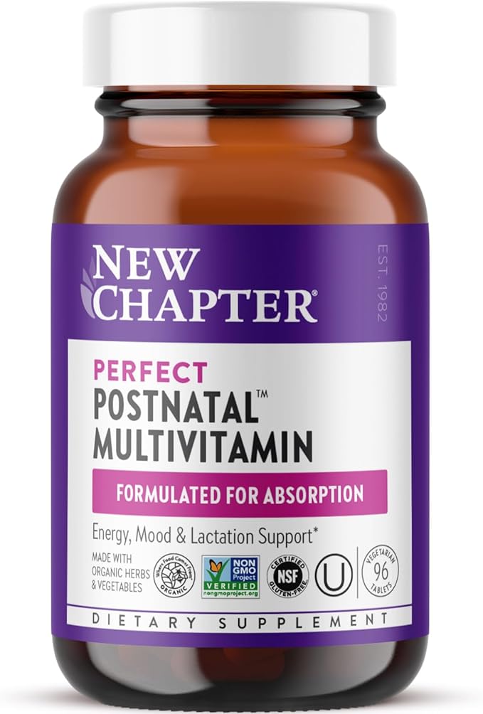 New Chapter Postnatal Vitamins Lactation Supplement Complete Multivitamin with Fermented Vitamin D3 + B Vitamins Made with Organic Vegetables &amp Herbs Non-GMO Ingredients 96 Count