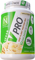 NutraKey V-Pro Raw Plant Protein Powder Organic Vegan Low Carb Gluten Free with with 20g of Protein (Vanilla Cookie) 1.78-Pound.