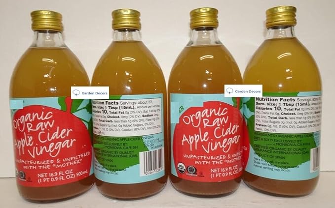 Trader Joe Organic Raw Apple Cider Vinegar 16.9fl oz 500ml (Four Bottles)