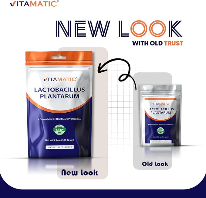 Vitamatic Lactobacillus Plantarum Probiotic Powder - Digestive Health Support - 100 Gram (3.5 OZ) - 100 Servings
