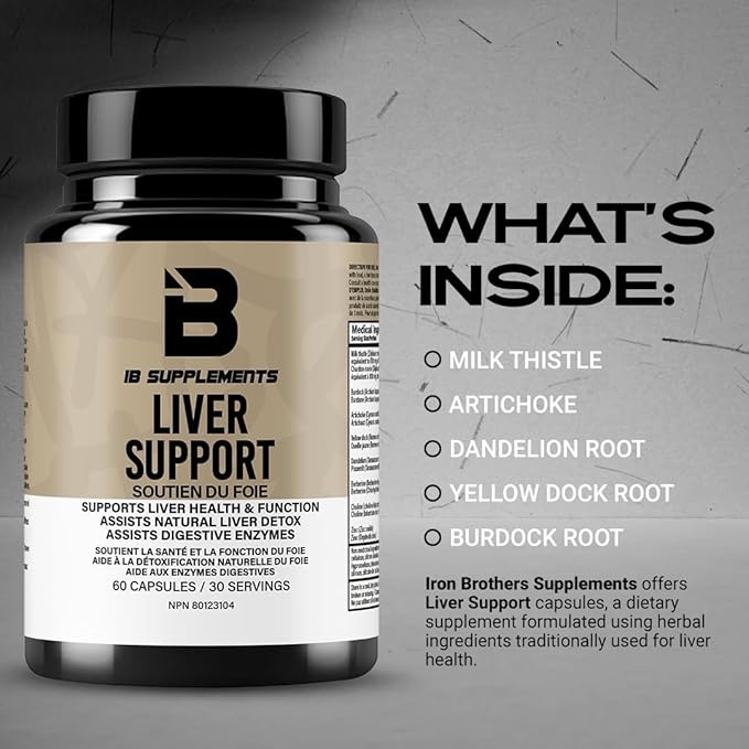 Iron Brothers Liver Support &amp Detox Supplement for Men/Women - Supports Bile Flow &amp Healthy Metabolism - Liver Cleanse Detox &amp Repair Formula w/Milk Thistle &amp Dandelion - 60 Capsules
