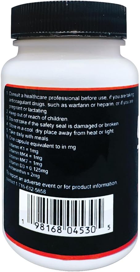 Ultra K High Intensity Training Supplement for Endurance Athletes Improves VO2max Vitamins MK7 MK4 K1 Astaxanthin Vitamin D Best K-D Combo