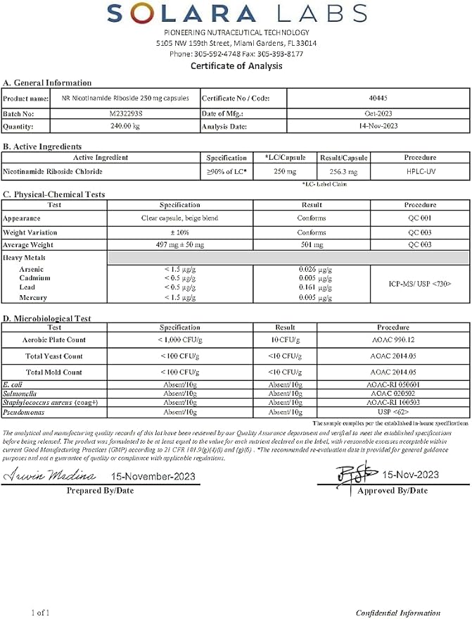 MAAC10 NR Nicotinamide Riboside 1000mg Serving | Third Party Lab Tested NAD+ Supplement | NMN Supplement Alternative.