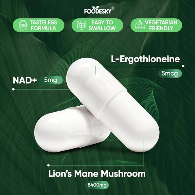 NAD+ Resveratrol Essence Capsules - 5mg NAD+ &amp Lion's Mane Mushroom - Supports Healthy Cell Function &amp Daily Wellness - 60 Active Dietary Capsules (3PCS)