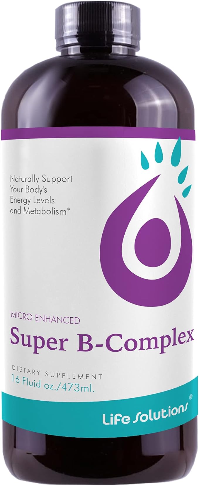 Life Solutions - Liquid Super B-Complex - 16 Oz. Naturally Support Your Body's Energy Levels and Metabolism