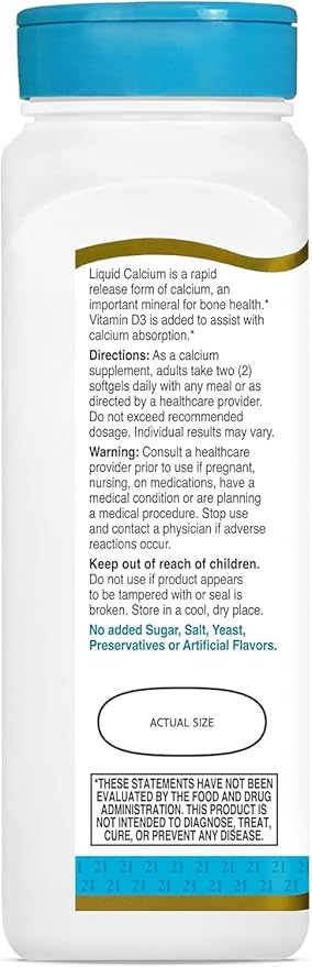 21st Century Calcium 600 + D Liquid Filled Softgels - 90 ct per Serving Pack of 3