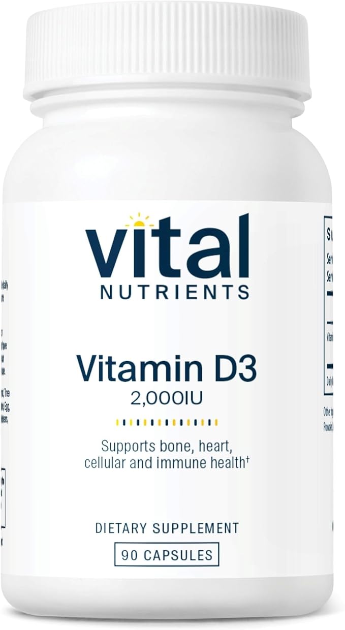 Vital Nutrients Vitamin D 2000 IU - Vitamin D3 Supplement - Healthy Bones Teeth Muscles*- Cellular &amp Immune Function - Calcium Absorption - Gluten Dairy and Soy Free - 90 Capsules