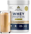 Ancient Nutrition Grass Fed Whey Protein + Fat Loss Blend Vanilla Cinnamon 23g Protein Promotes Fat Loss and Boost Metabolism Organic Regenerative A2/A2 Milk Protein18 Servings
