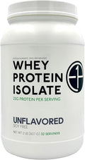 Whey Protein Isolate 2lbs (32 Servings) Unflavored Non-GMO Cold-Processed Non-Denatured Third-Party Lab Tested. Made with Halal and Kosher Certified Ingredients.