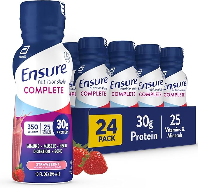 Ensure COMPLETE Nutrition Shake 30g of Protein Meal Replacement Shake with Nutrients for Immune Health Strawberry 10 Fl Oz &amp Plus Butter Pecan Nutrition Shake Meal Replacement Shake 24 Pack