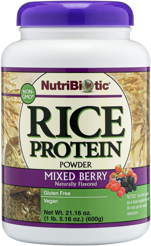 NutriBiotic – Mixed Berry Rice Protein 1 Lb 5 Oz (600g) | Low Carb Keto-Friendly Vegan Raw Protein Powder | Grown &amp Processed Without Chemicals GMOs or Gluten | Easy to Digest &amp Nutrient-