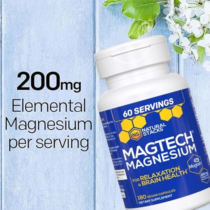 Magtech Magnesium Capsules + Hydration Creatine Powder Lemon Lime Bundle - 3 Forms of Magnesium - Featuring Magtein L-Threonate - Brain Health &amp Hydration Support* - 74 Total Servings