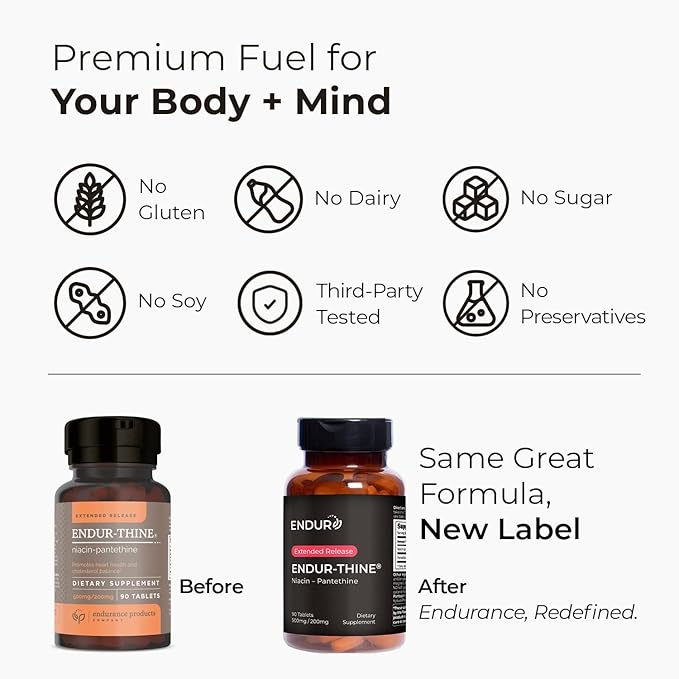ENDUR-Thine Niacin – Pantethine Heart &amp Liver Health Supplement Efficient Formula for Optimal Absorption Gluten Free 500mg (90 Tablets)