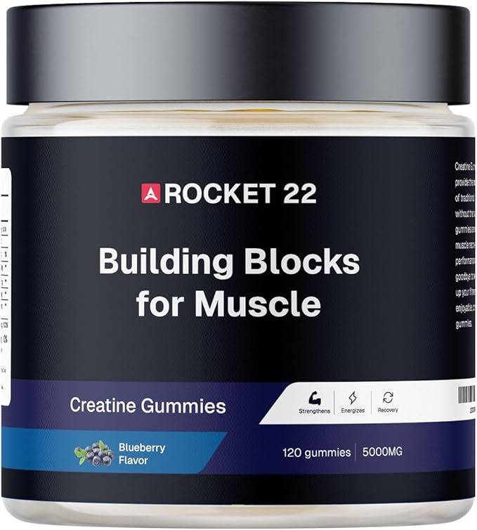Creatine Monohydrate Gummies 5gSugar-Freefor Men &amp Women to Support Muscle Recovery Performance and Strength Blueberry Flavor 120 Gummies Rocket 22.
