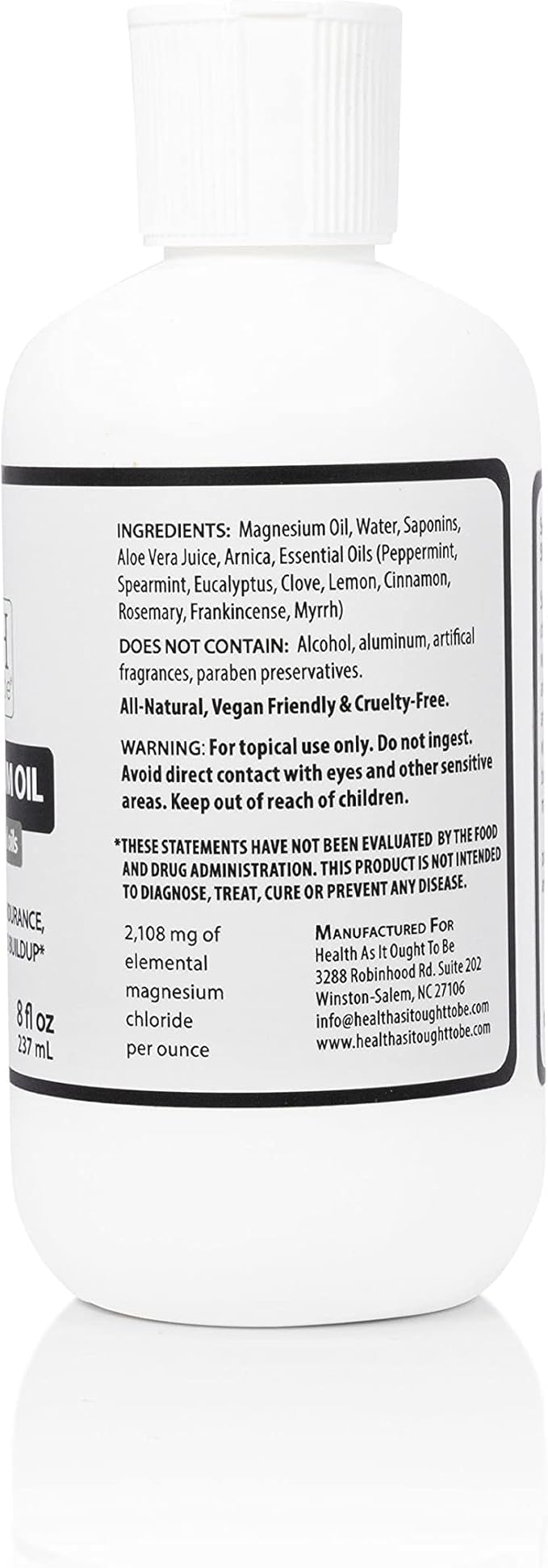 Health As It Ought To Be Sports Magnesium Oil + Arnica and Essential Oils Supplement | Physician Formulated for Athletes and Active Adults Natural Muscle Rub and Workout Recovery | 8 Ounce