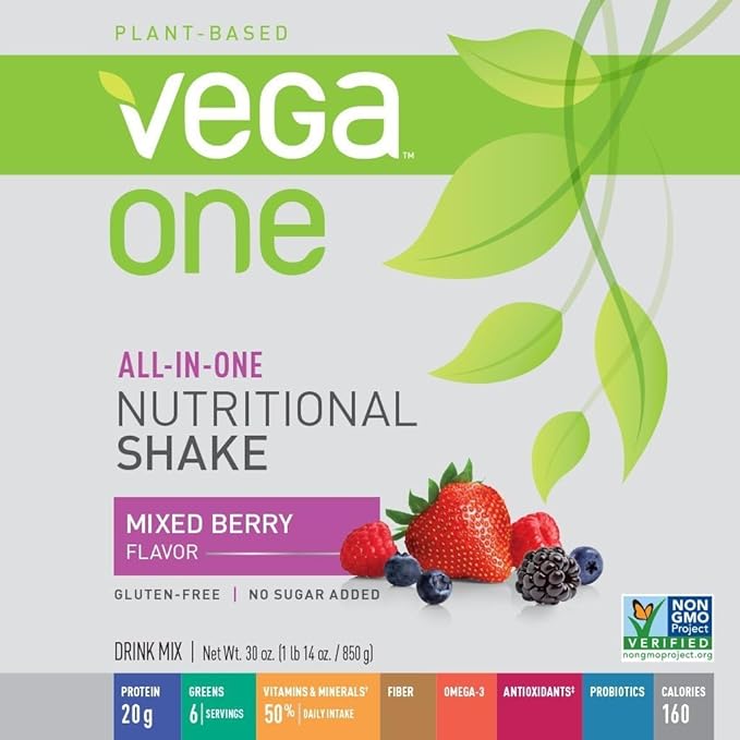 Vega One All-in-One Nutritional Shake Berry (20 Servings) - Plant Based Vegan Protein Powder Non Dairy Gluten Free Non GMO 30 Ounce (Pack of 1)