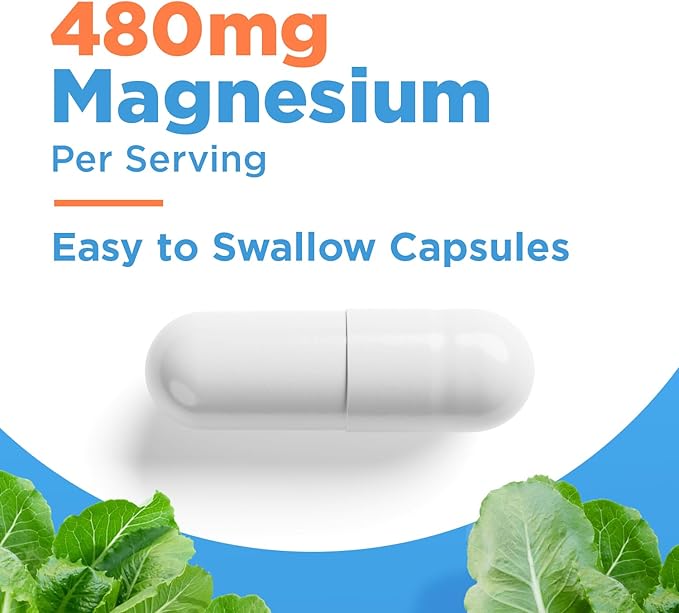 Magnesium Glycinate 480mg - High Absorption Magnesium Supplement Support Stress Relief Sleep Heart Health Nerves Muscles and Metabolism 120 Veggie Capsules 1 Month Supply