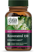 Gaia Herbs - Resveratrol 150 Beauty &amp Radiance Support - 50 Vegan Liquid Phyto-Caps
