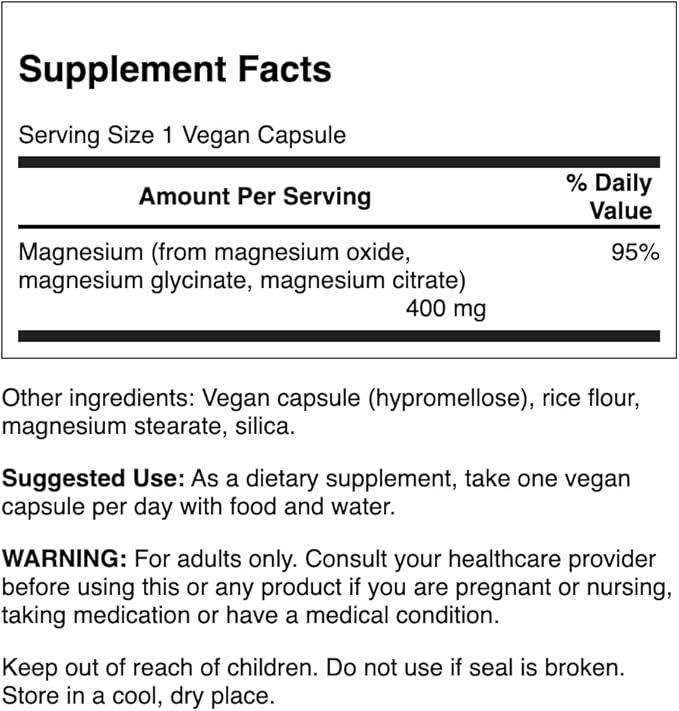 Swanson Triple Magnesium Complex - Mineral Supplement - Natural Support - Featuring Citrate Oxide &amp Aspartate - (100 Capsules 400mg Each 3 Pack)
