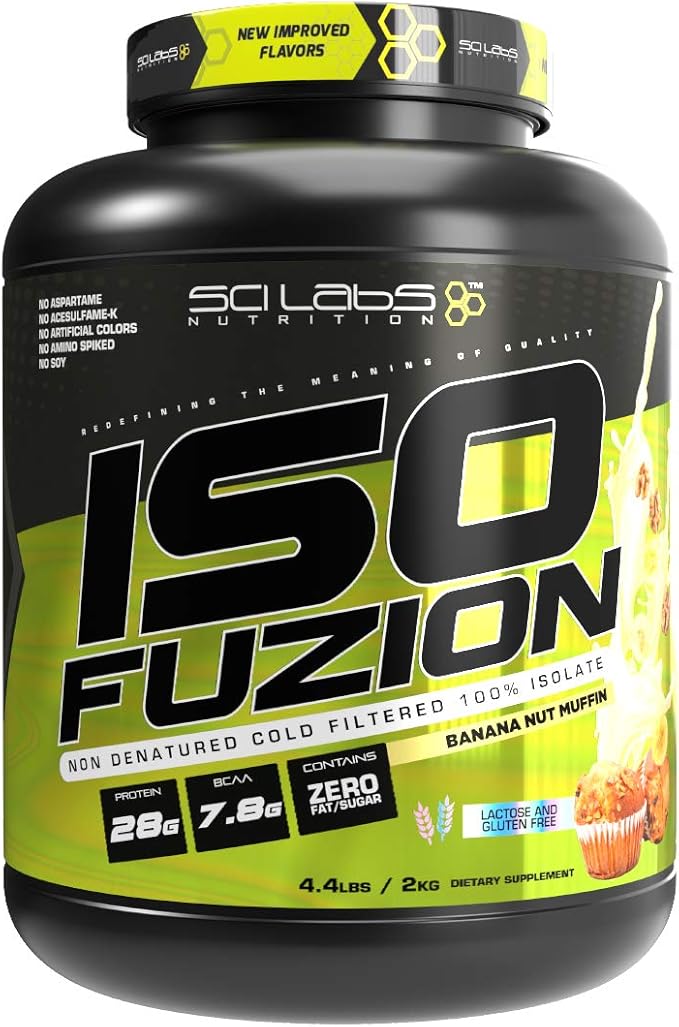 Iso Fuzion 100% Whey Isolate 28g Non Denatured Protein Powder Banana Nut Muffin Flavor 4.4lb