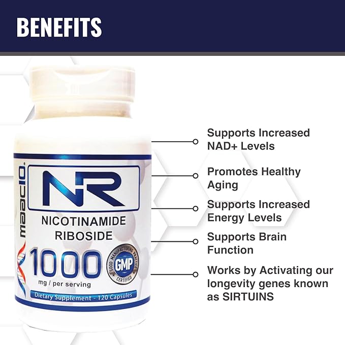 MAAC10 NR Nicotinamide Riboside 1000mg Serving | Third Party Lab Tested NAD+ Supplement | NMN Supplement Alternative.