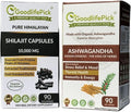 Himalayan Shilajit Capsule &amp Ashwagandha Capsules Pack of 2. 90+90 ct Gold Standard Premium Quality for Max Benefits. All Natural Non GMO No Rice Powder No Filler No Silicon Dioxide No Stearate