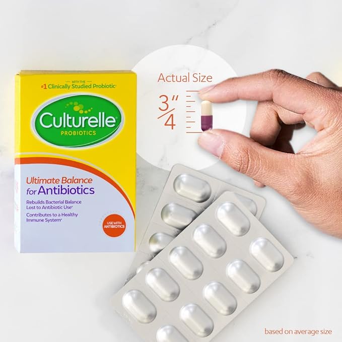 Culturelle Probiotics Ultimate Balance Probiotic for Use with Antibiotics - 20 Count – Probiotic Capsules Help Restore Good Bacteria Lost During Antibiotic Use &amp Contribute to A Healthy Immune Sys