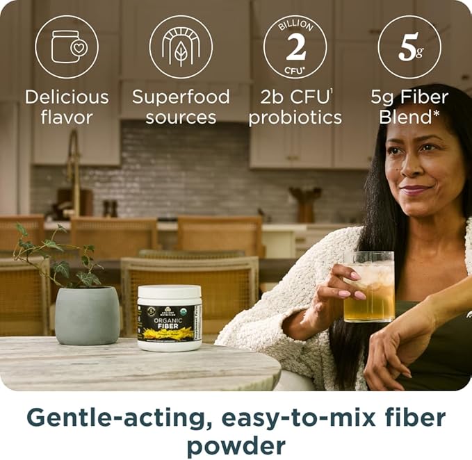 Ancient Nutrition Organic Fiber Powder Pineapple Mango Soluble Fiber from Acacia &amp Konjac Root Supports Digestive Health Reduces Bloating 6.4 oz