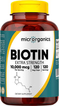 Biotin 10000 mcg Extra Strength – Supports Hair Skin &amp Nail Health and Energy Metabolism – High Potency Vitamin B7 – 120 Vegan Capsules 120 Servings