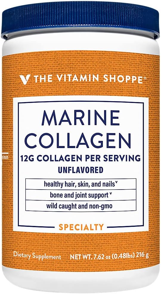 The Vitamin Shoppe Marine Collagen Powder a Hair Skin &amp Nail Support a Unflavored (7.62 oz./18 Servings)