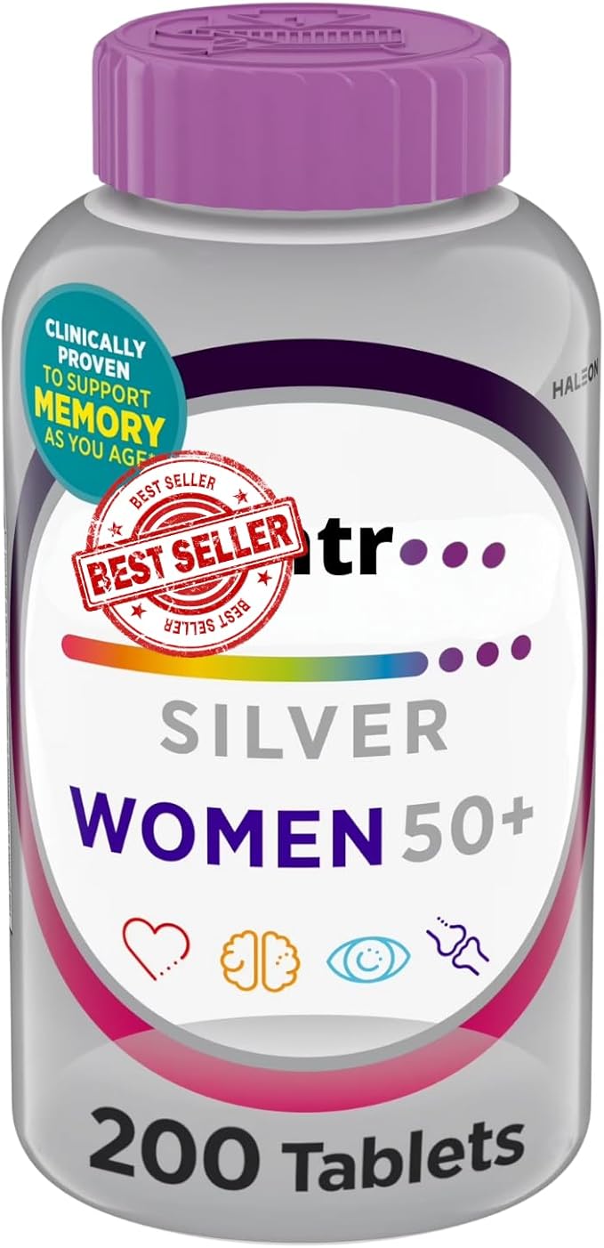 Silver Women 50+ Multivitamin Tablets 200 Count – Daily Dietary Supplement for Women 50 Plus (Pack of 1)
