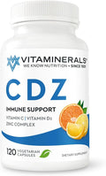 CDZ | Vitamin CDZ | Vitamin C 1000mg | Vitamin D3 125mcg | Zinc Complex 25mg Veggie Caps| 120 Servings