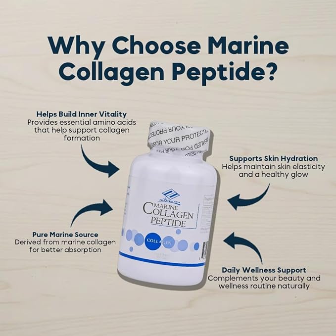 Nu-Health Marine Collagen Peptides | Collagen Supplements for Women with Vitamin C &amp Rose Hips | Hydrolyzed Marine Collagen Capsules | Skin Hair &amp Nails Support | 100 Capsules