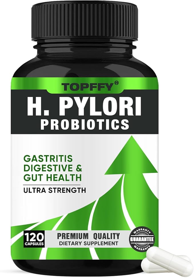 H.Pylori Support Probiotic for Stomach &amp Digestive Health | Supports Helicobacter Pylori Treatment &amp Gut Comfort | 120 Vegan Capsules