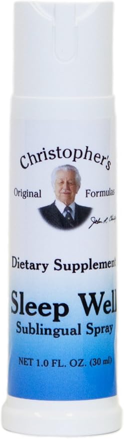 Christopher's Original Formulas Sleep Well Spray Herbal Sleep Aid for Adults Spray with Essential Oils for Sleep and Relaxation Valerian Root for Sleep Chamomile Flowers Passion Flower Extract