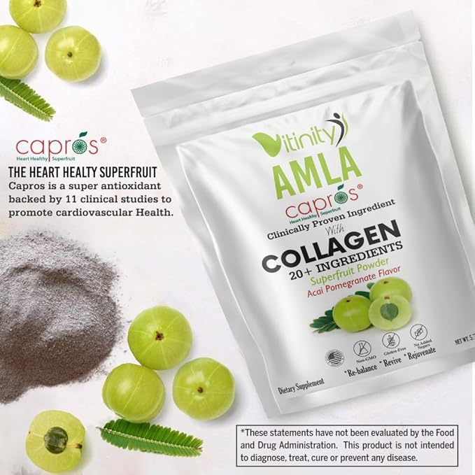 VITINITY AMLA SUPERFOOD 20+Key Ingredients Collagen (Type 1 &amp Type 3) Powder with CLINICALLY Proven Ingredient (AMLA) for AdultsFast-Acting Liquid DELIVERY(30 Day Supply)