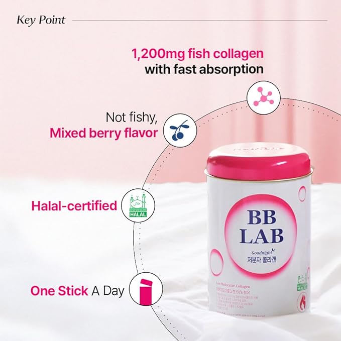 [30Days Collagen Care] Goodnight Collagen 30 Days Miracle Beauty Pack Powder Stick Korean Marine Collagen Fish Collagen for WomanVitamin C Fast Absorption Fruit Flavored Glutathione Elastin M