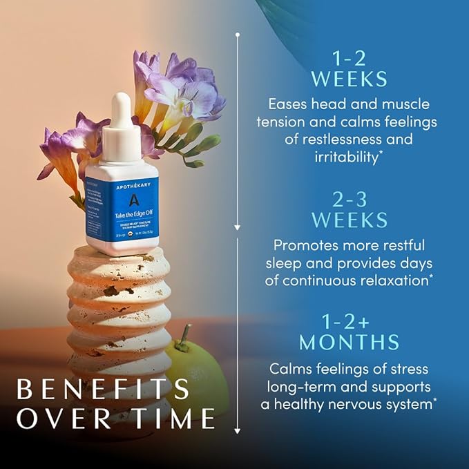 Apothékary Take The Edge Off Helps Ease Stress &amp Tension Alcohol-Free White Wine-Inspired Herbal Liquid Drops Made with Passionflower Flower Skullcap &amp Oatstraw Leaf 1 Fl oz 30 Servings