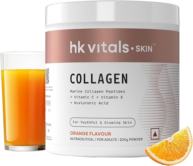 Mar.ine Collagen Supplement (Orange 200 Gram) | Vitamin C E Sodium Hyaluronate | for Healthy Skin Hair &amp Nails