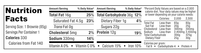 Bake City - Protein Brownie Plus - 12g Whey Protein Isolate Kosher Natural Flavors 3oz - Double Chocolate (Pack of 16)