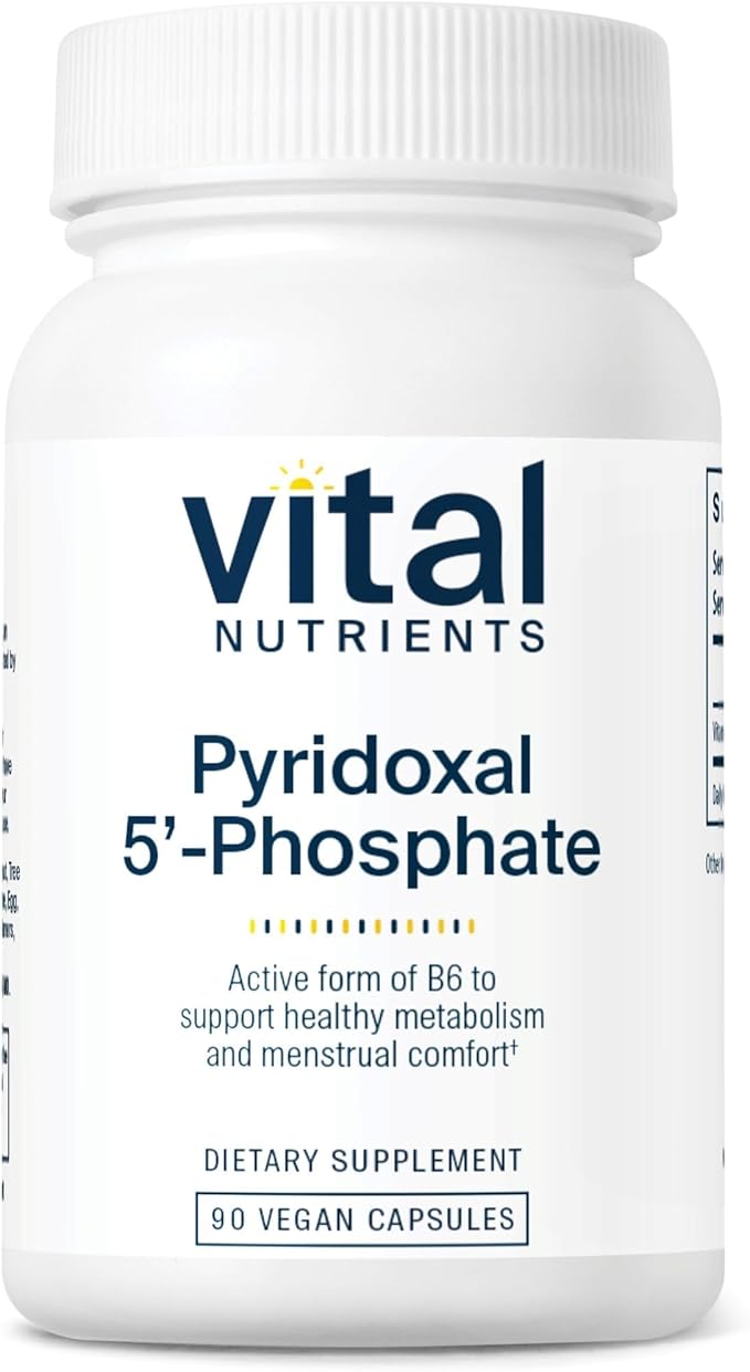 Vital Nutrients Pyridoxal-5 Phosphate - Activated Vitamin B6 - Methylated B6 for Metabolism PMS and Menstrual Support* - High-Potency P5P Supplement - Gluten Dairy Soy Free - 90 Capsules